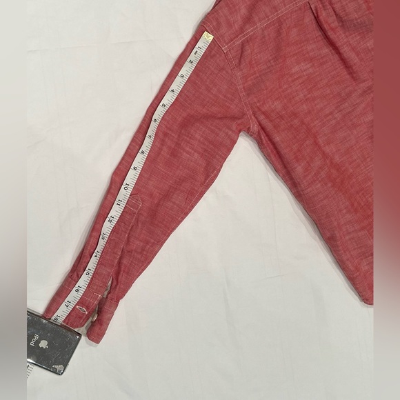 GAPkids LS Chambray Carmine Red roll up Sleeves Cotton Shirt Boy Sz M - Picture 5 of 11